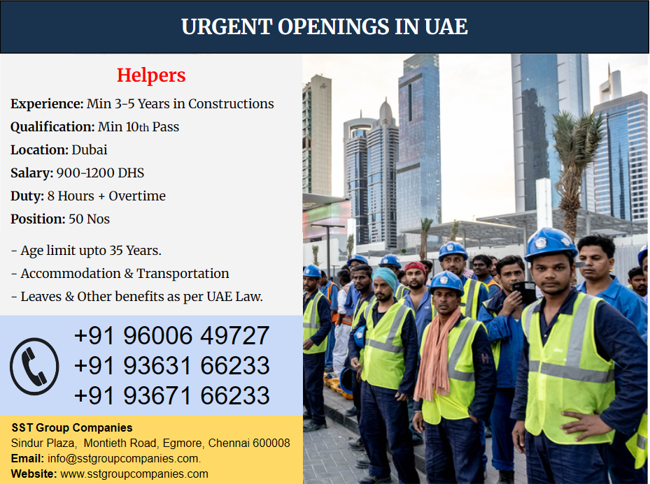 Helpers Jobs Openings in UAE Helpers Jobs Openings in UAE